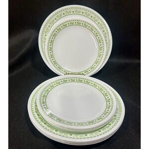 Corelle by Corning Summer Impressions Honey Dew Green 5 Dinner,5 Salad EUC
